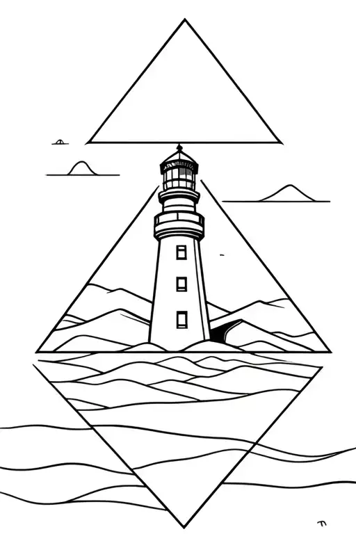 Lighthouse Surrounded By Desert Sand Dunes Within Triangles