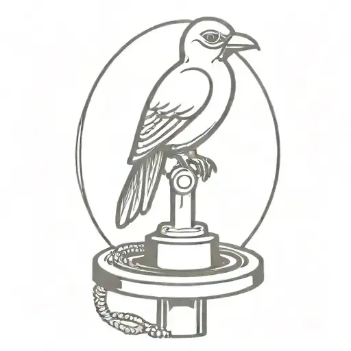 A Pin Up Style Tattoo Of A Bird Perched On A Vintage Microphone