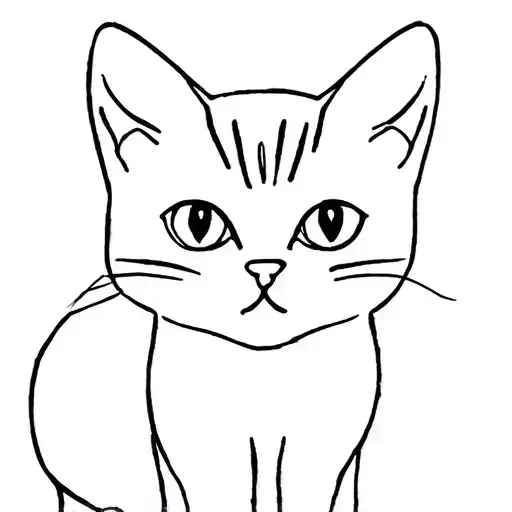 Simple Line Drawing Outline Cat