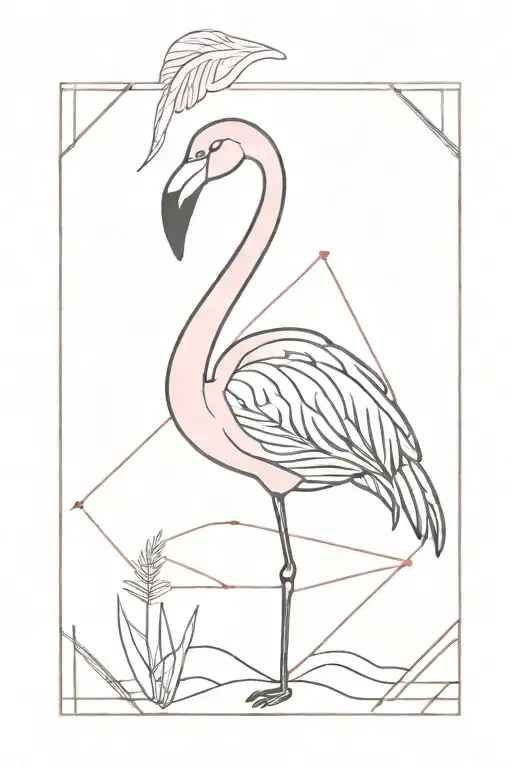 Geomatric Flamingo Filled With Pink Color
