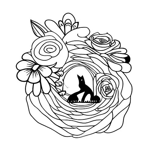 Piano And Flowers And Cat