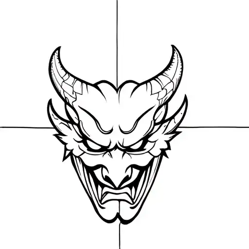 Japanese Demon Mask That Represents Trickiness