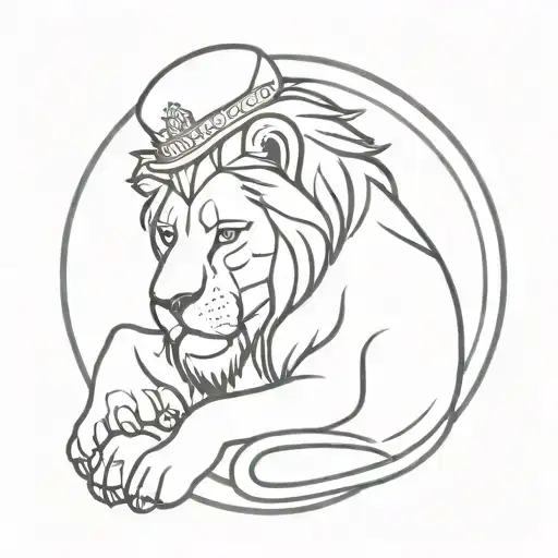 A Lion Wearing A Russian Fur Hat Sitting On Top Of A Mountain