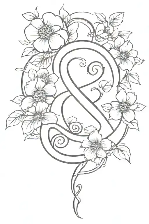 Ampersand Symbol Surrounded By Flowers
