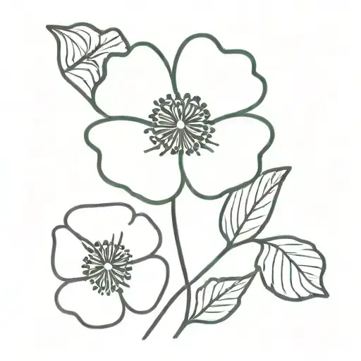 Poppy Flower Interwined Four Leaf Clover