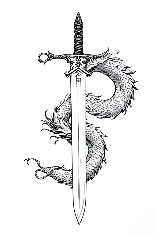 Sword With Japanese Dragon Wrapped Feminine