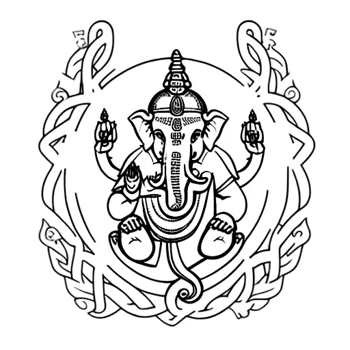 Ganesha With Norse Mythology Strength Symbol