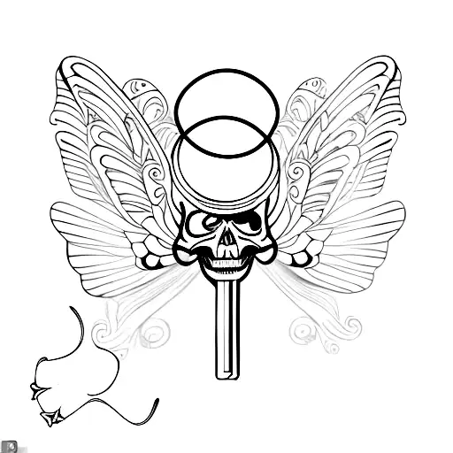 Skeleton Key With Butterfly Wings