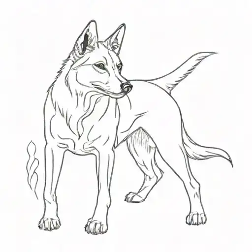 Finnish Lapland Dog One Line Tattoo Design