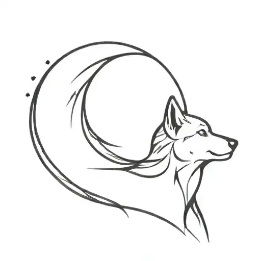 Warior Women With Wolf Howling At The Moon Phase