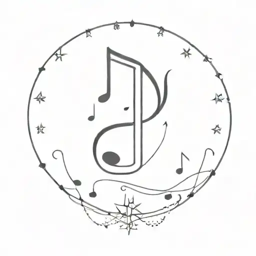 A Minimalist Tattoo Of A Music Note Made Of Stars