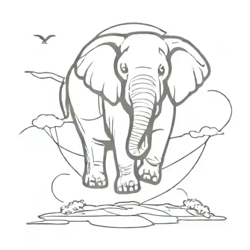 An Elephant With Its Trunk Up Holding The Earth Around Which A Helicopter Is Flying
