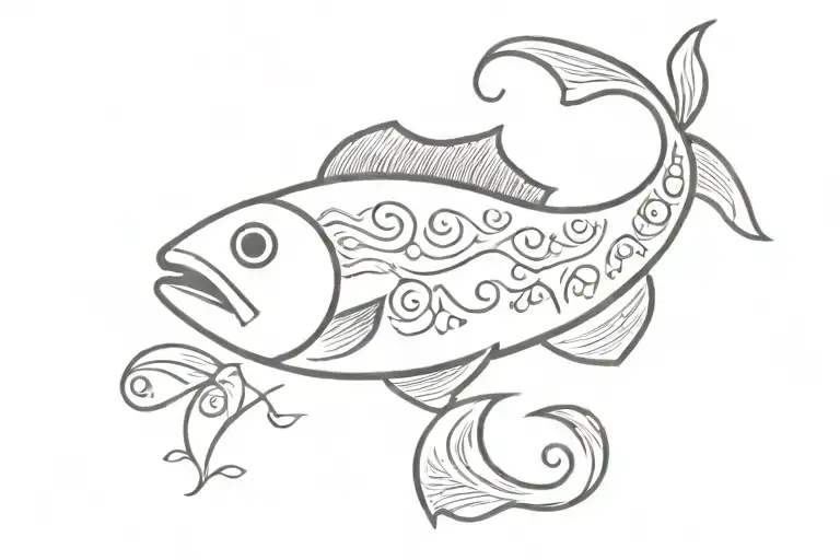 Fish With Folk Art Doodles As The Skin