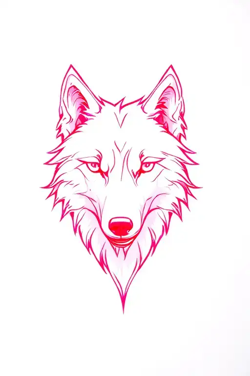White Pink Wolf Head
