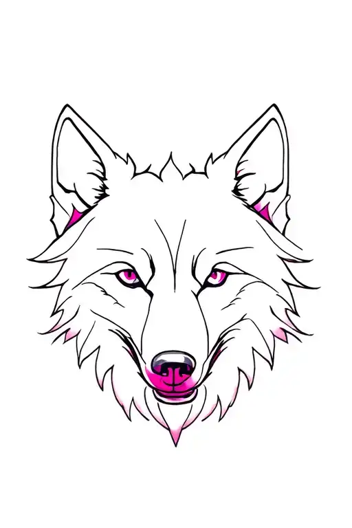 White Pink Wolf Head