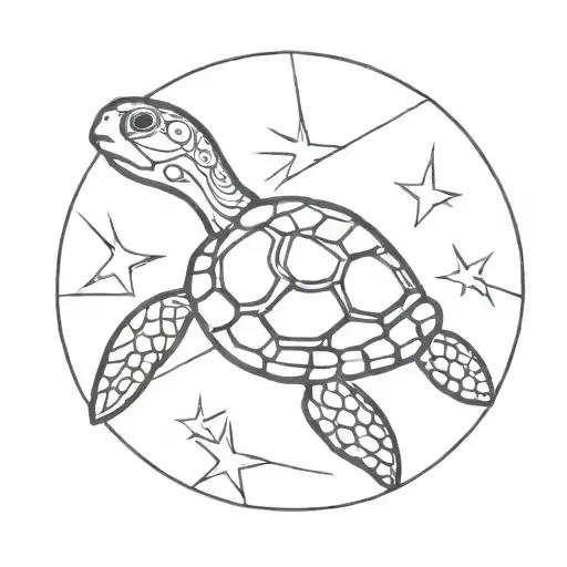 Turtle With Stars And Lines