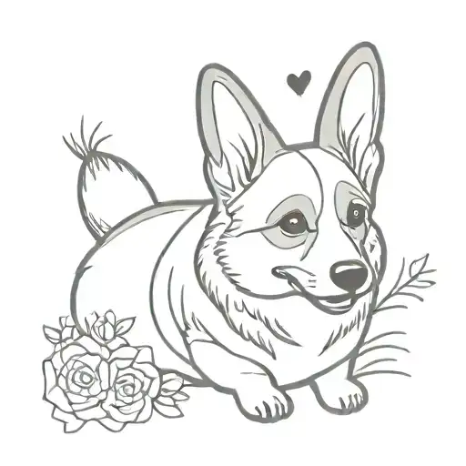 Corgi Dog Happy Face Tattoo Inspired