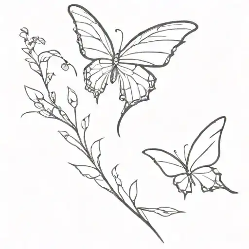 Free Bird Flying With Growing Butterfly Flying