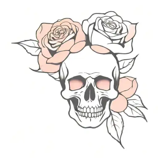 Skull And Pink Rose