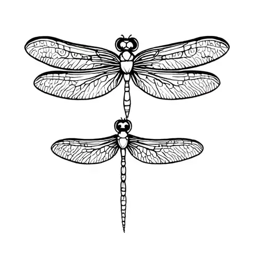 Mother And Daughter Tattoo Fine Line Dragonfly