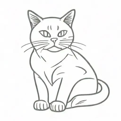 Sitting Cat Contours Deltoid Linework