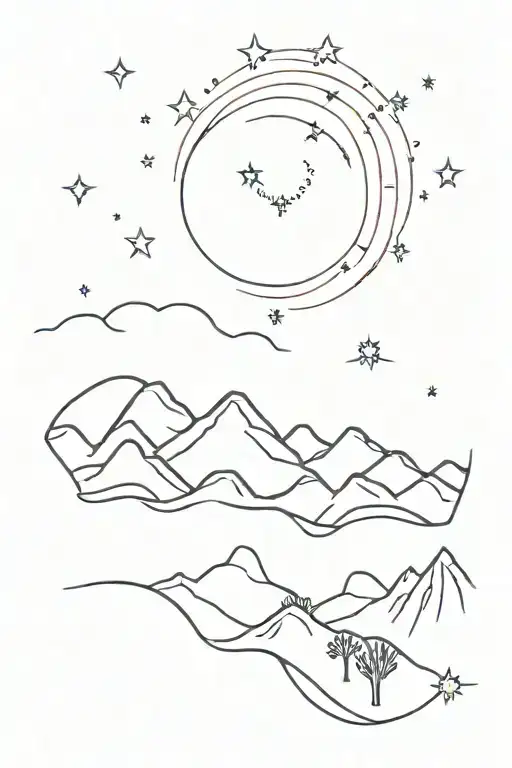 Desert Moutian Sunset Sky Filled With Stars