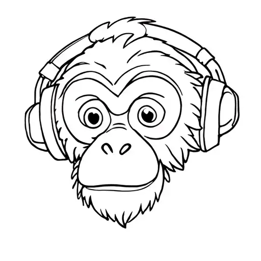 Happy Monkey With Headphones