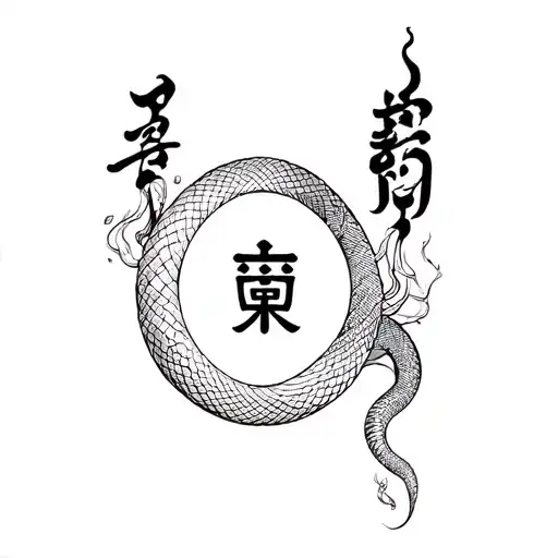 Smoke Style Snake And Chinese Symbol