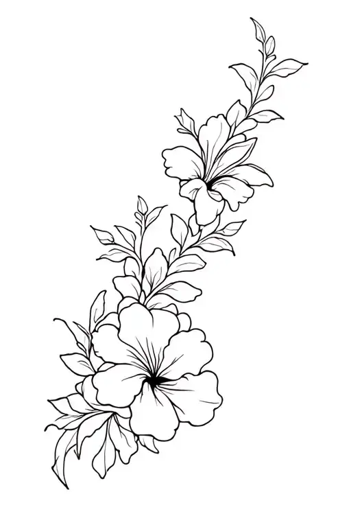 Fine Line Hibiscus Vine Wrapping Arm