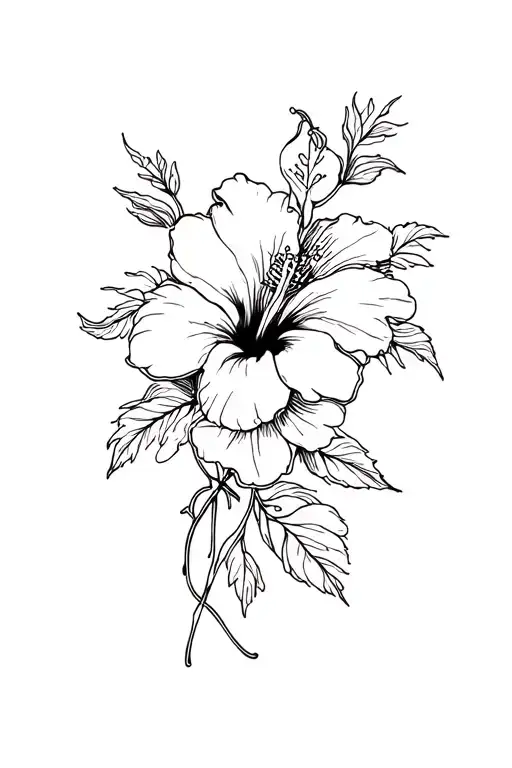 Fine Line Hibiscus Sleeve Wrapping Arm