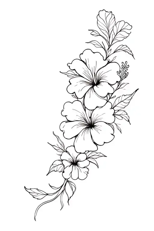 Fine Line Hibiscus Sleeve Wrapping Arm