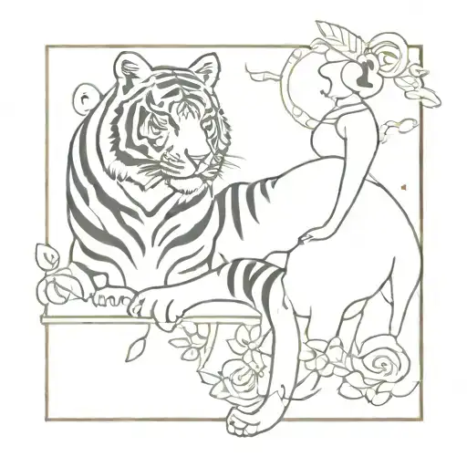 A Party Scene With Psychedelic Elements And A Hidden Tiger Silhouette