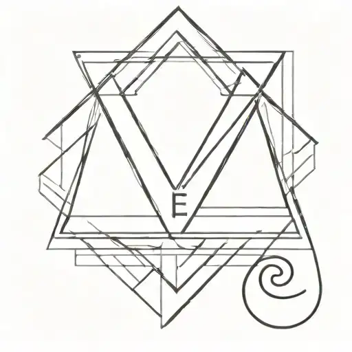 Mirrored Letter E Surrounded By A Black Triangle