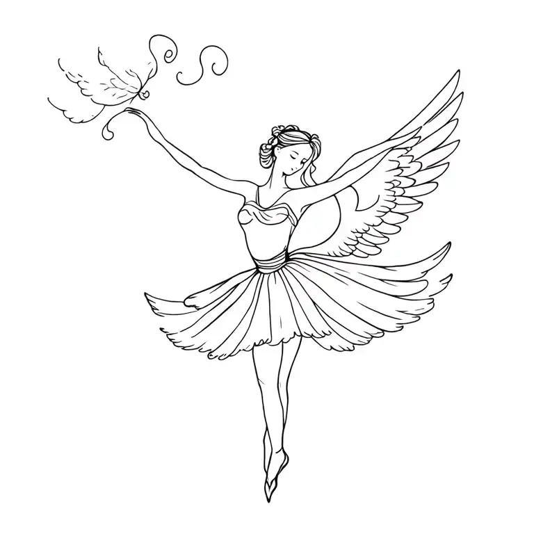 Ballerina Dancer With Angel Wings