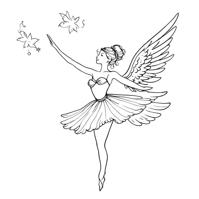 Ballerina Dancer With Angel Wings