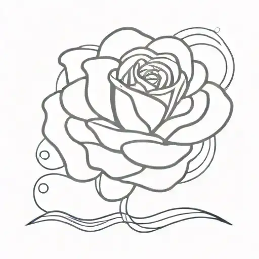 An Abstract Tattoo Combining Sea Waves And A Rose In A Unique Way