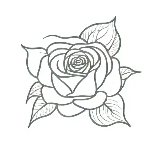 A Minimalist Tattoo Design Of A Rose Intertwined With Sea Waves