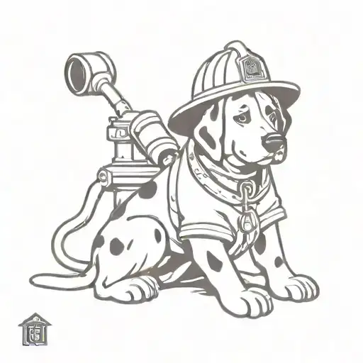 Dalmatian Firefighter Helmet And Hydrant