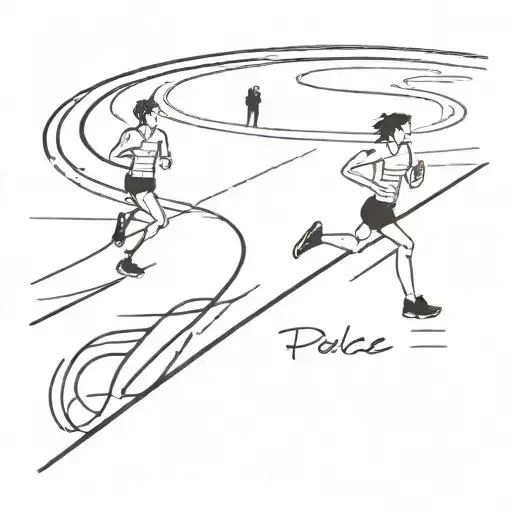 A Minimalist Tattoo Of A Running Track With Police Sirens In The Background