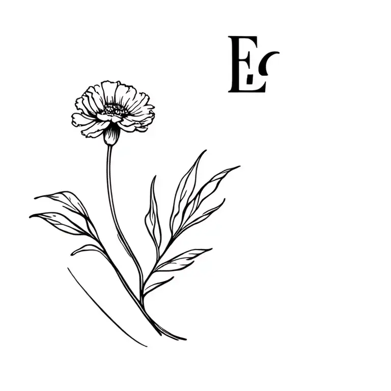 Carnation Flower With Letter E Line