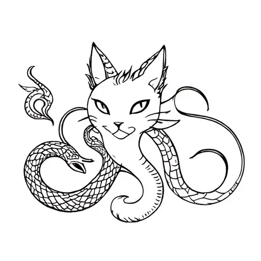 Cat Dragon And Snake Should Consist Of Abstract Lines