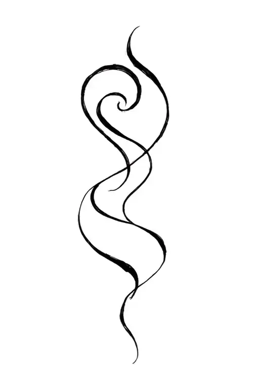 Minimalist Heart Fine Black Line With A Whirlwind