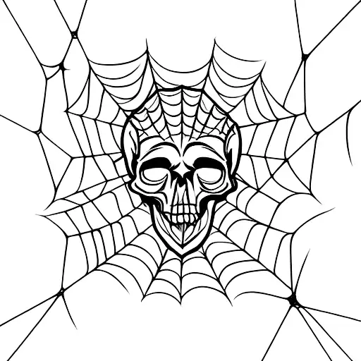 Skull Mixed With Spider Web