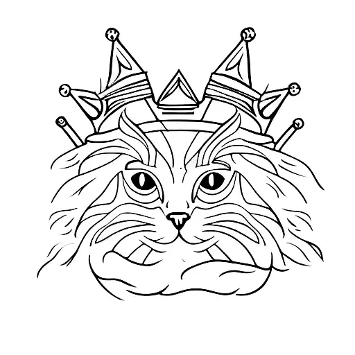 Cat With Crown In Forest