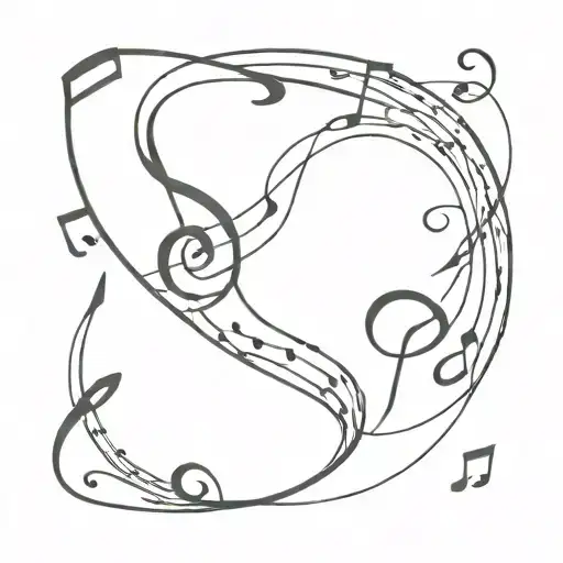 Love And Music Notes Intertwined