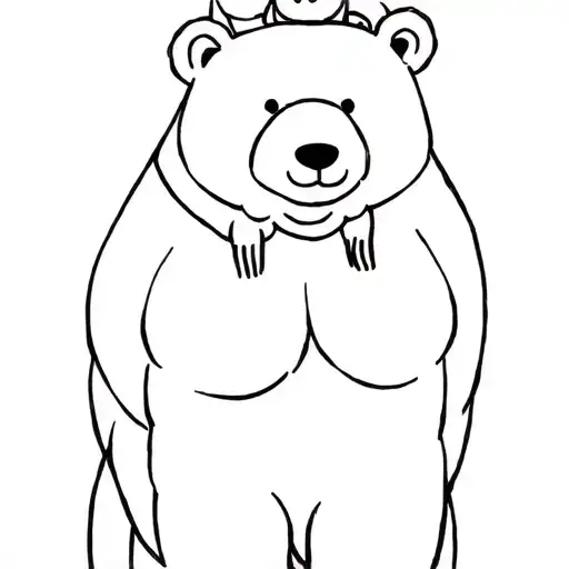 Big Brown Bear With A Little Bear On Top Of His Shoulders