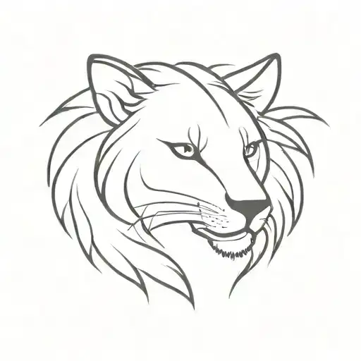 Half Lion Face Half Fox Face Tattoo Separated From The Middle