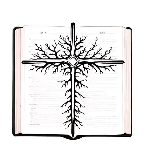Cross With Roots On Bible