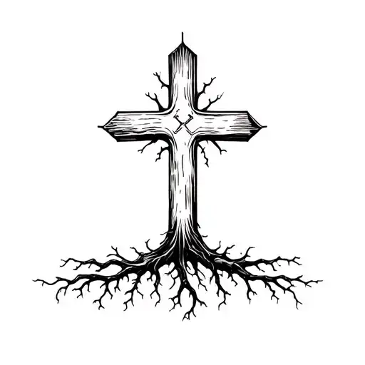 Cross With Roots Growing Out Of Bible