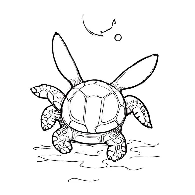 Make A Fine Line Sketch Tattoo With Stitch The Character And A Sea Turtle